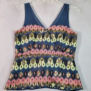 Anthropologie HD in Paris Top Womens‎ 12 Yana Jacquard Sleeveless Crochet Boho